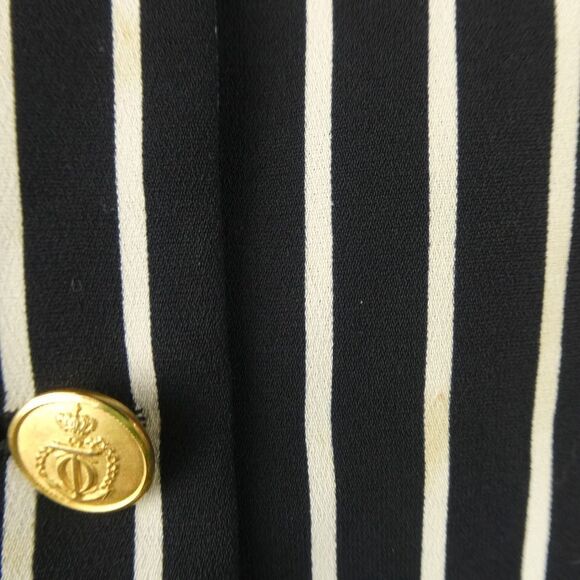Arganni Gerolamo Short Sleeve Button Up Striped Career Vintage Blouse Black Gold - Picture 5 of 8